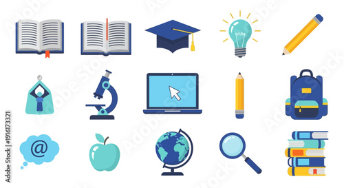 Educational Icons Collection for Learning and Knowledge Concept