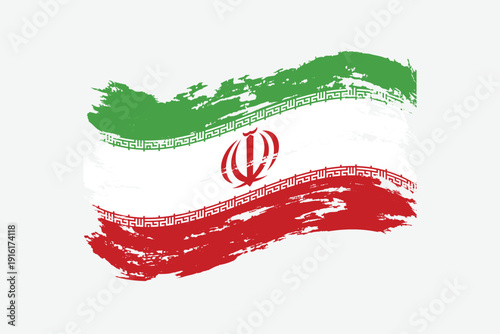 Grunge style Iran flag with dry brush style for republic day and independence day greeting