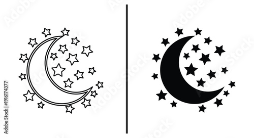 Moon and stars illustrations