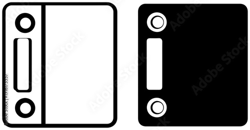 Two icons of negative sleeve binder pages with holes and rectangles