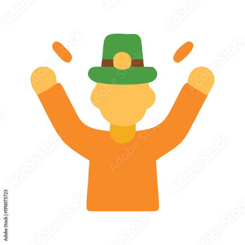 Celebratory faceless figure in green st patricks hat is suitable for st. Patricks day promotions, festive social media posts, and invitations.