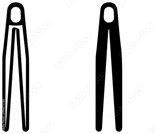 Forensic tweezers icons pair of black silhouettes on white background tool for evidence collection