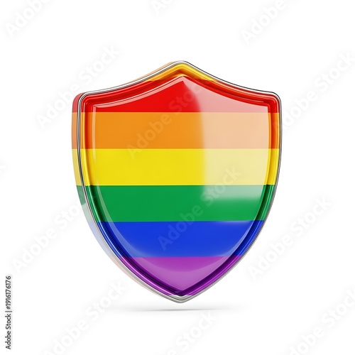 Free Download Rainbow shield icon symbolizing protection and diversity in a digital illustration, anomali microstock reference - GFXLoad