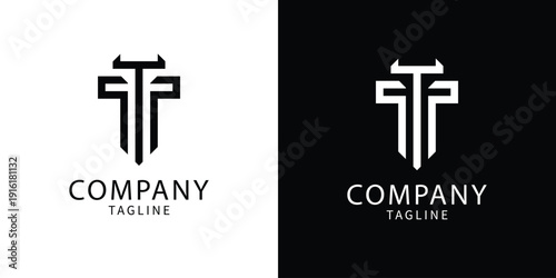 Modern abstract logo design featuring a stylized letter T and geometric elements suitable for various business branding applications on light and