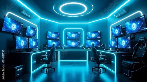 Wallpaper Mural Gaming room with neon lights Torontodigital.ca