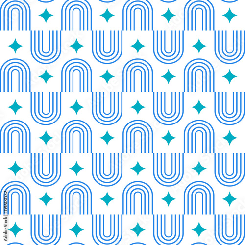 Blue Retro Line Geometric Pattern