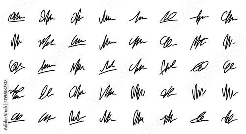 Collection of diverse handwritten signatures in black ink