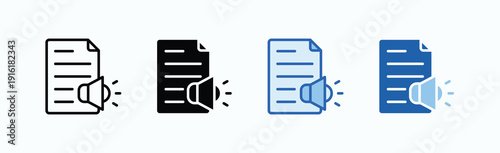 Transcript Icon Sheet Multiple Style Collection Isolated Vector