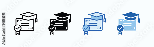 Graduation Icon Sheet Multiple Style Collection Isolated Vector