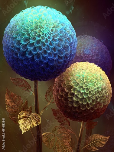 Elegant Floral Cluster: Vibrant Multi-Hued Dahlia