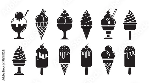 Variety of ice cream cones and treats