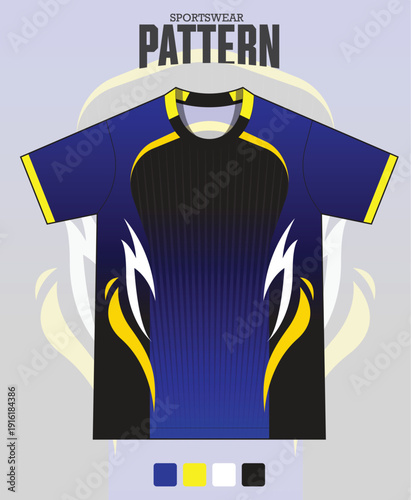 Sport shirt cutting template for football, soccer, basketball, cycling, running, rugby, baseball, racing. Sewing pattern for apparel industry. Geometric pattern for fabric textile design.