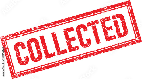 Red Distressed Collected Text Inside Rectangular Frame Rubber Stamp Impression Isolated