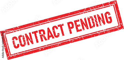 Contract Pending Red Ink Stamp with Distressed Effect on White Background Isolated