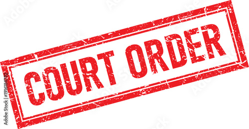 Distressed Court Order Ink Stamp Impression on Isolated Transparent Background Design