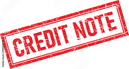 Red Distressed Credit Note Rubber Stamp with Border on White Background