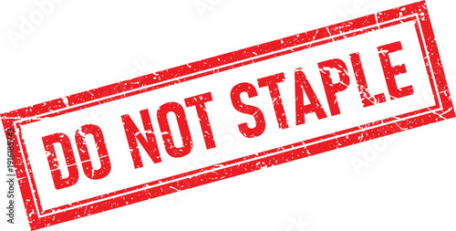 Rectangular Red Rubber Stamp with Do Not Staple Text Effect Isolated