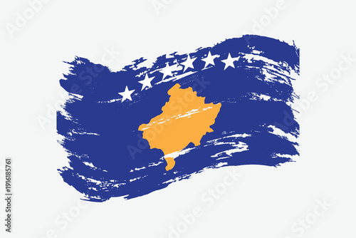 Grunge style Kosovo flag with dry brush style for republic day and independence day greeting