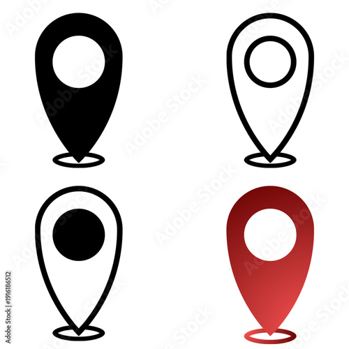 set of map pointers on transparent background