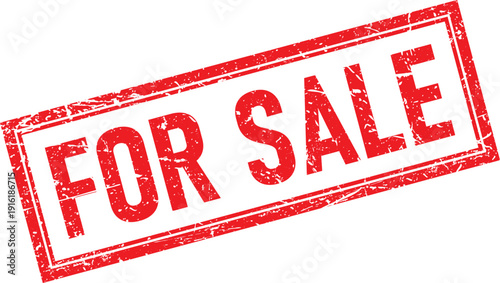 Red Distressed Rubber Stamp Impression with 'FOR SALE' Text on White Background