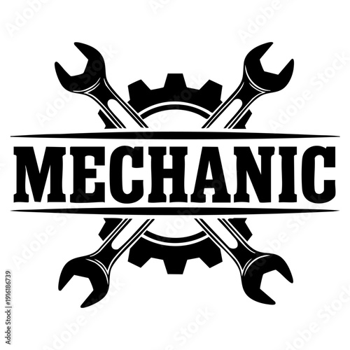 Professional Automotive Mechanic Repair Shop Logo Design With Gear And Crossed Wrench Tool Icon