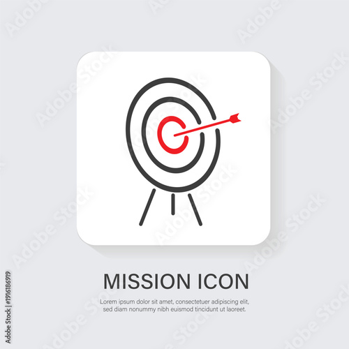 Target Board with Arrow Icon Goal Achievement and Shooting Target Symbol