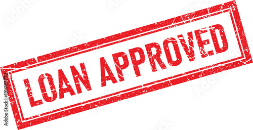 Red Distressed Loan Approved Rubber Stamp Impression on Transparent Background