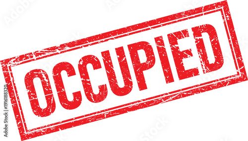 Red Ink Rubber Stamp Impression of the Word Occupied in a Rectangle