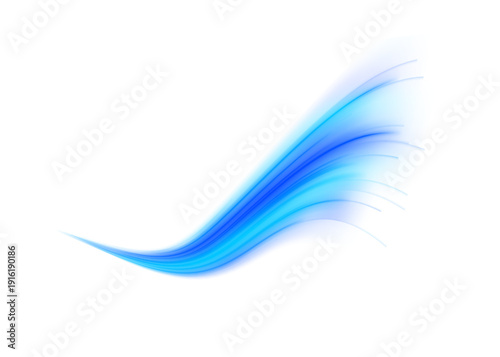 Electric blue neon lines twist and loop dynamically. Tiny glittering sparks trail along the curves. The artwork conveys futuristic motion. PNG