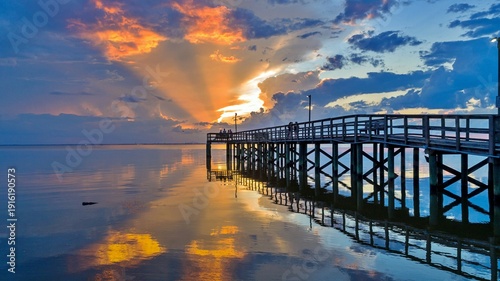 Photos Aerial view of Mobile Bay at sunset