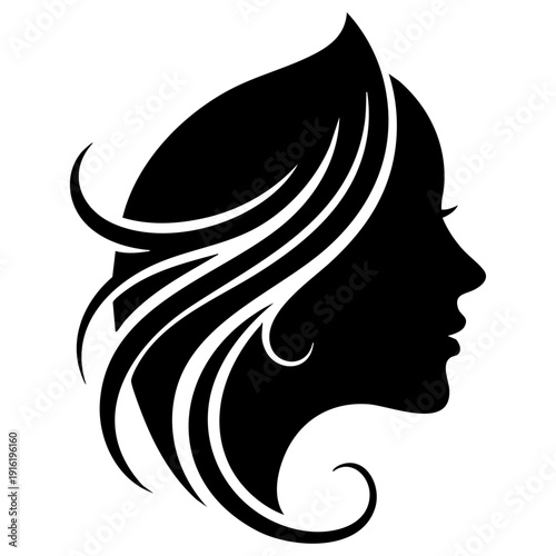 Minimalist Female Profile Silhouette Vector Hair Salon Beauty Logo Icon