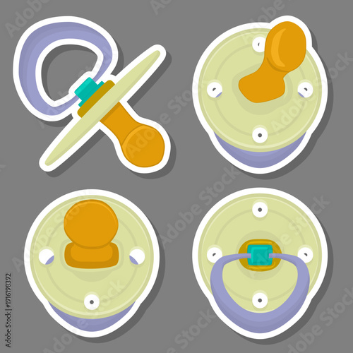 Big colored set baby pacifiers, dummy with rubber nipple