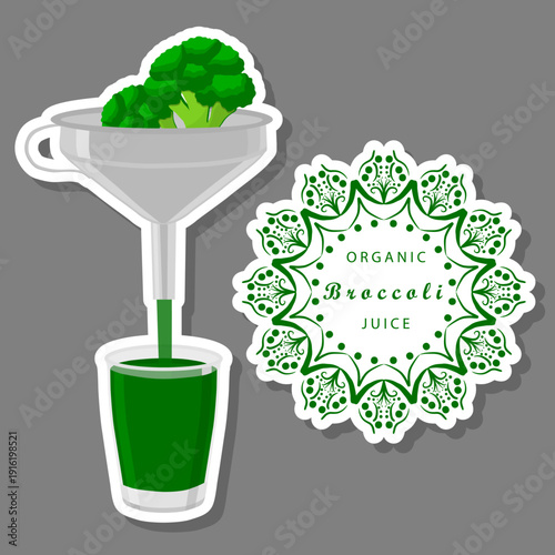 big set different types juice broccoli in glass cup