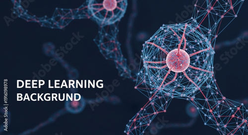 A vector graphic illustration of a deep learning background with neural networks and connections