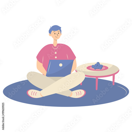 People Working from Home Concept. Vector Cartoon Character.