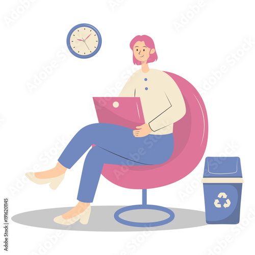 People Working from Home Concept. Vector Cartoon Character.