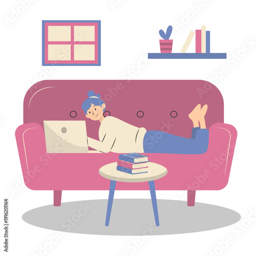 People Working from Home Concept. Vector Cartoon Character.