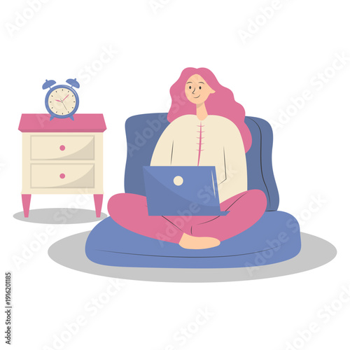 People Working from Home Concept. Vector Cartoon Character.