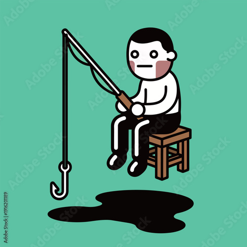 Minimalist Fishing Illustration