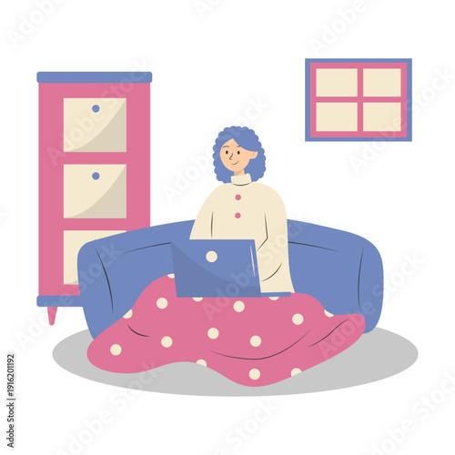 People Working from Home Concept. Vector Cartoon Character.