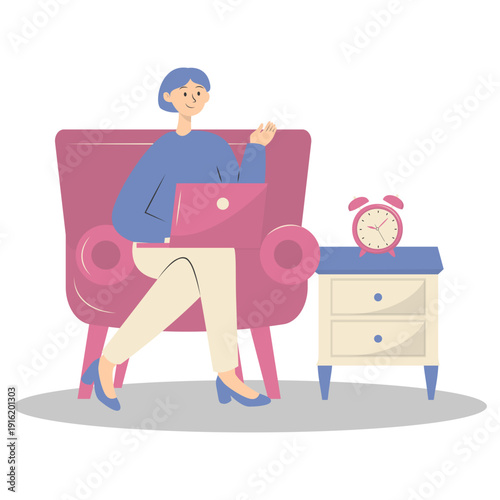 People Working from Home Concept. Vector Cartoon Character.