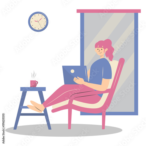 People Working from Home Concept. Vector Cartoon Character.
