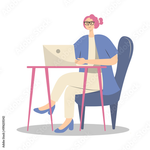 People Working from Home Concept. Vector Cartoon Character.