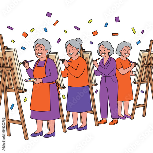 Senior Women Painting Together