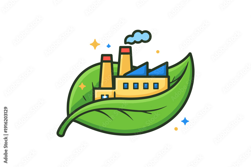 Fototapeta premium Green Factory Icon