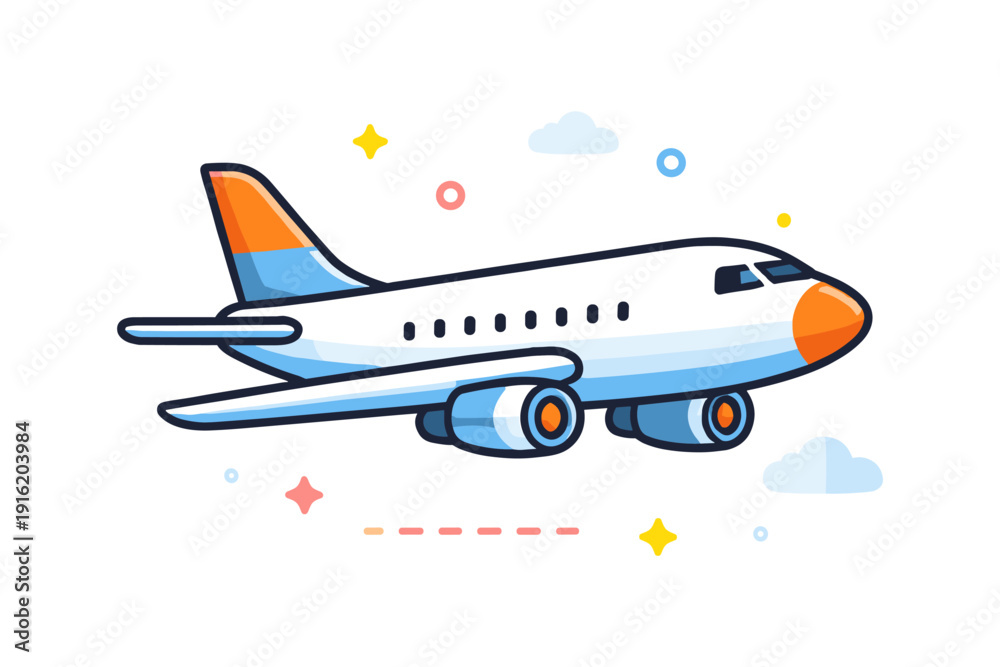 Fototapeta premium Cartoon Airplane Flying