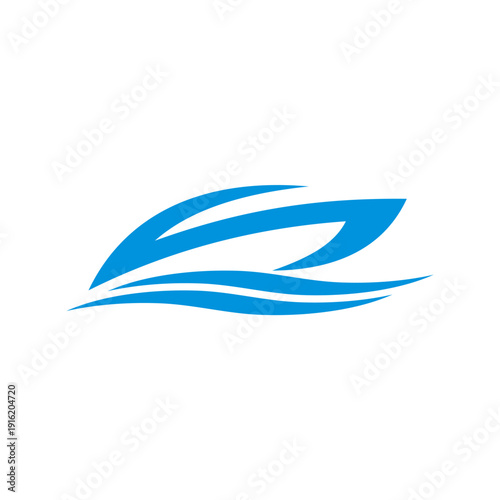 Modern Speedboat Logo – Blue Racing Boat Abstract Marine Symbol