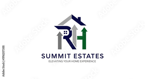 Summit Estates real estate logo with house and upward arrows.