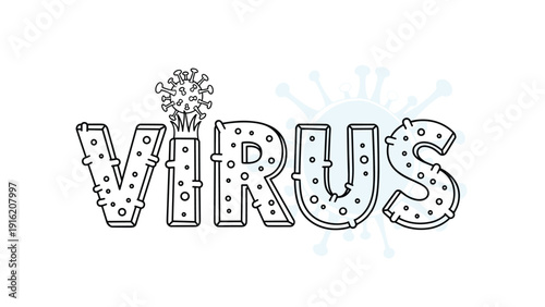 Bold Virus text in bubbly patterned letters with small virus icons creates a modern and informative health graphic.