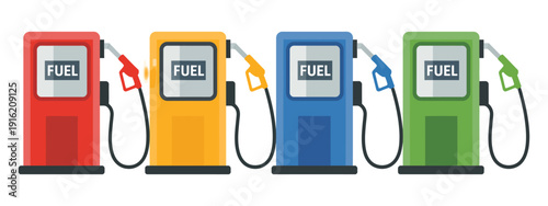 Gas Station Pump with Fuel Nozzle Illustration Showing Petrol Pump. Vector